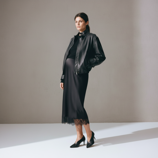 Mama Lace-Trimmed Satin Skirt