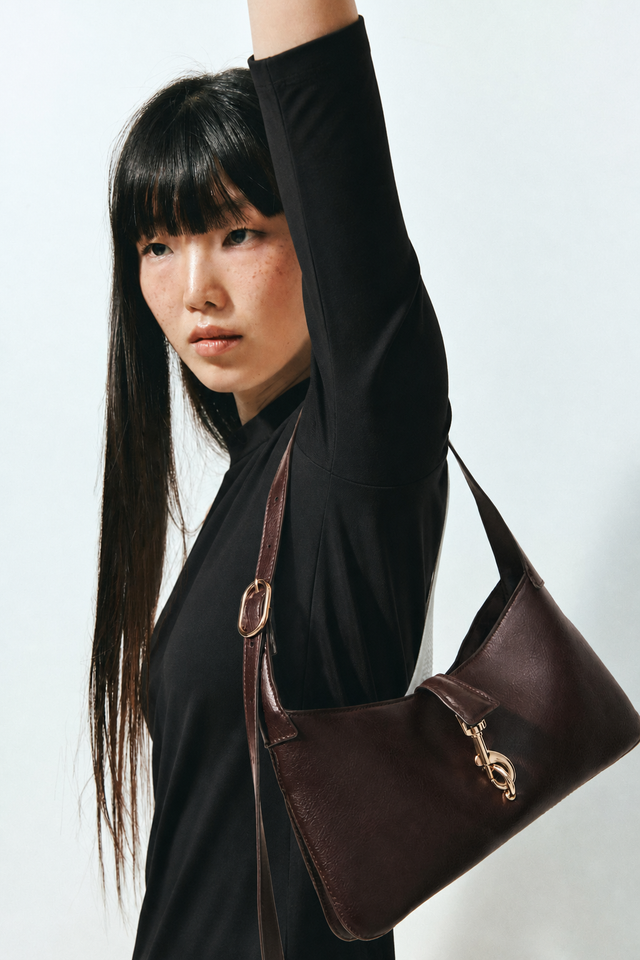 Rectangular Shoulder Bag - Dark Brown