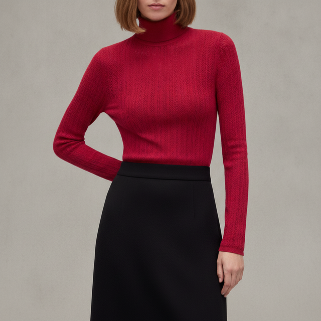 Pointelle Turtleneck Sweater