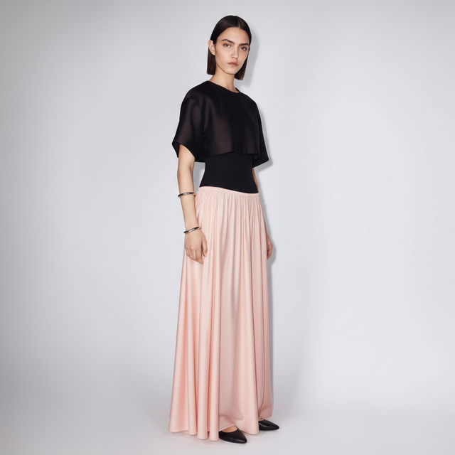 Women's Peach pink Viscose-Blend Maxi Skirt