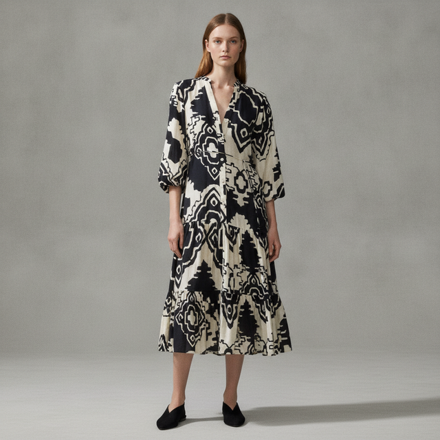 PRINTED TIERED DRESS