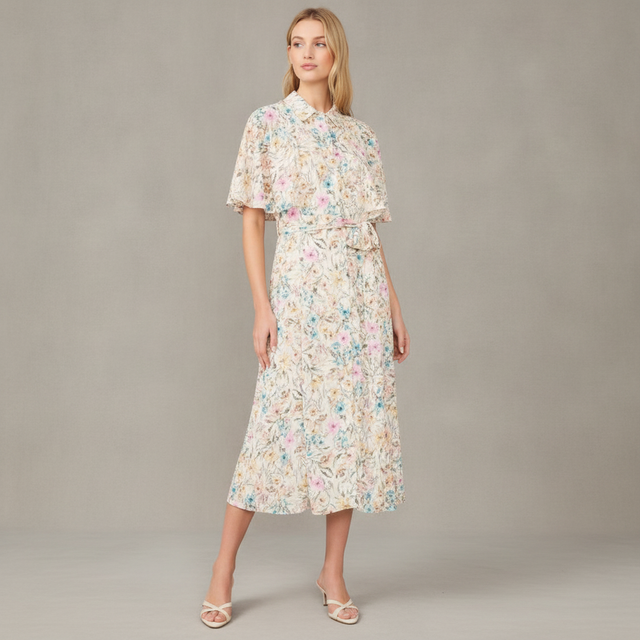 VINCE CAMUTO Flutter Sleeve Princess Seam Dress