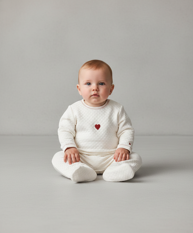 Unisex Embroidered Heart and Star Collection Footie - Baby