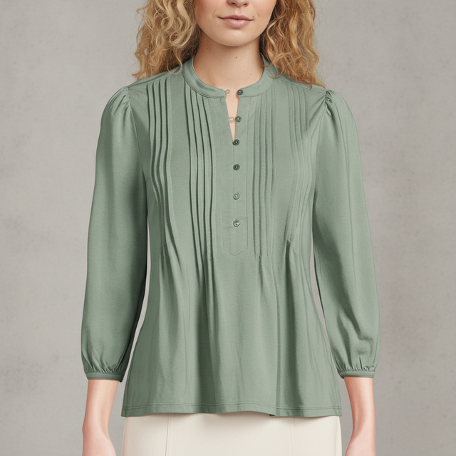 Lands' EndWomen's Lightweight Jersey Button Pintuck Top