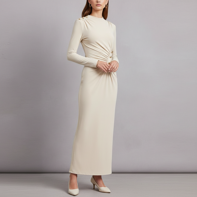 Zesica Sleeve Long Midi Knit Party Dress