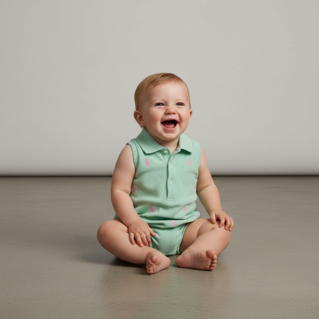 Polo Girls' Polo Pony Cotton Mesh Bubble Shortall - Baby