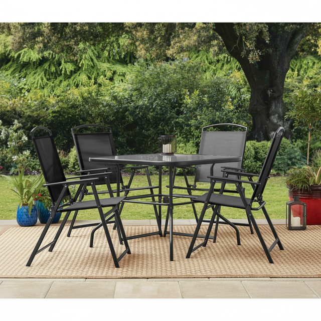 Mainstays Albany Lane 5-Piece Outdoor Dining Set, Black