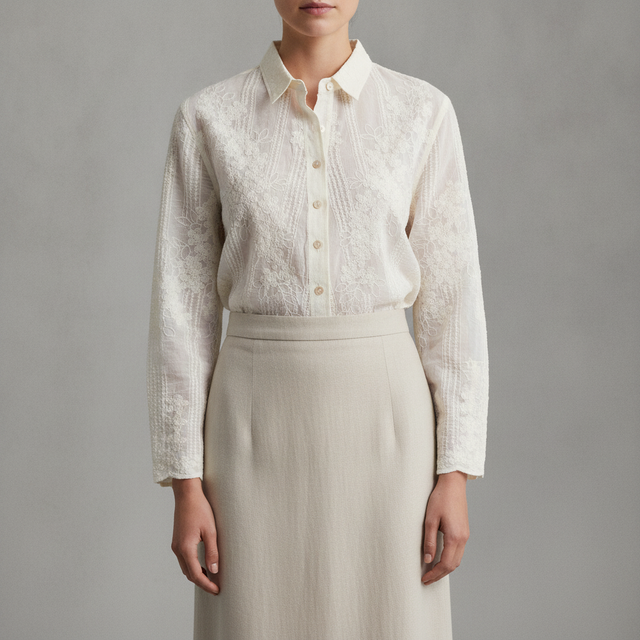 Textured Cotton Button-Up Shirt Forgotten Grace