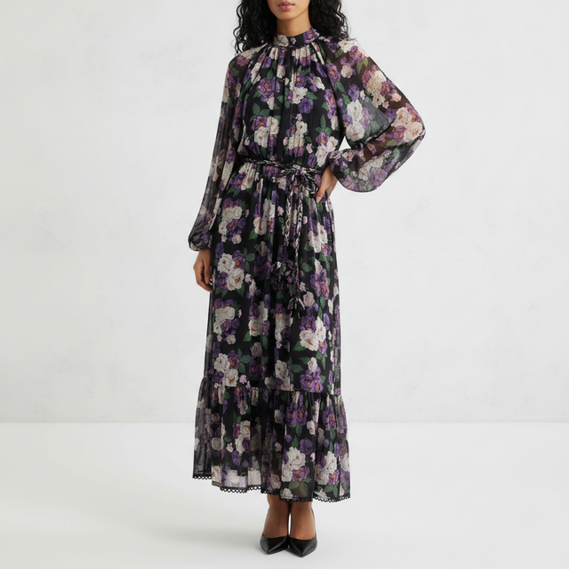 Jasmine Floral Tie Waist Maxi Dress