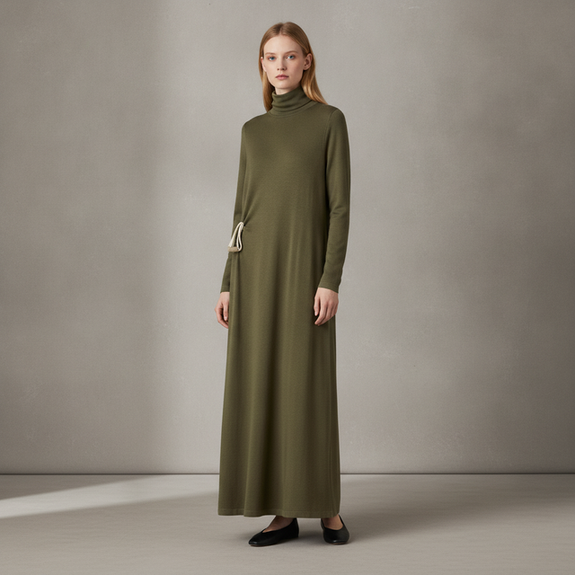 Women's Brooch Turtleneck Knitted Dress