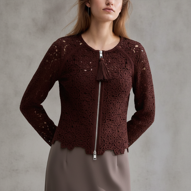 CROCHET-LOOK CARDIGAN