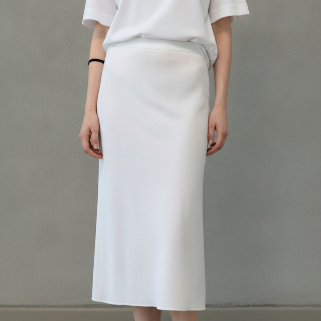 Women's White Linen-Blend Slip Skirt
