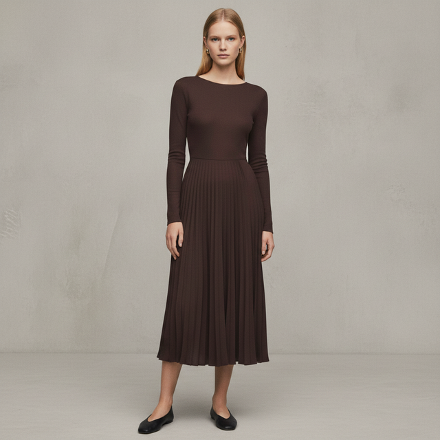 Flared midi-dress with belt
