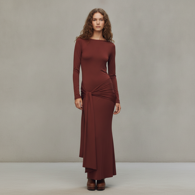 TIE-DETAIL JERSEY DRESS