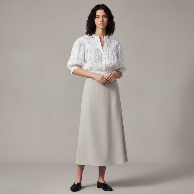 Women's White/floral Pintucked Cotton Blouse