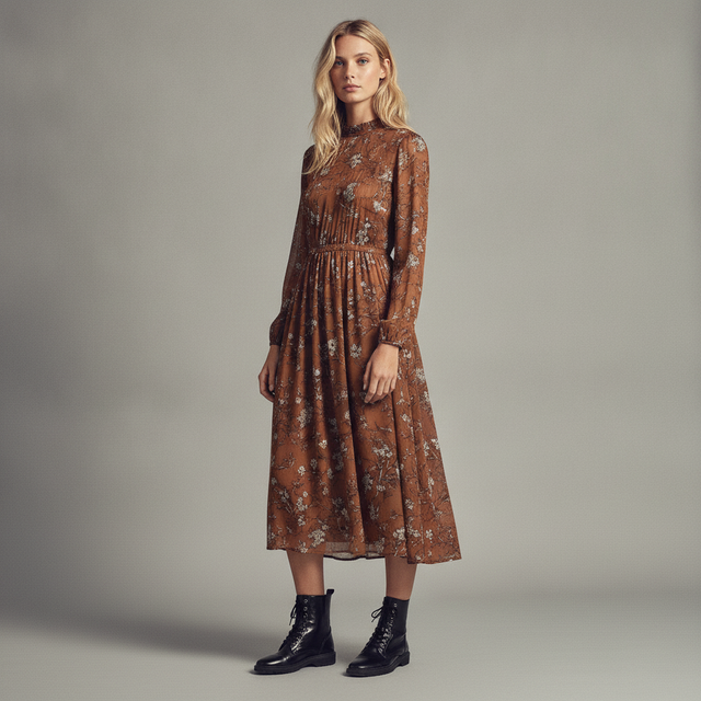 FLORAL RUST DRESS