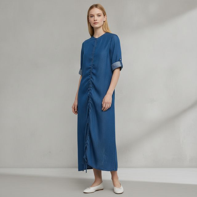 Denim Kimono Style Dress - Dark Blue