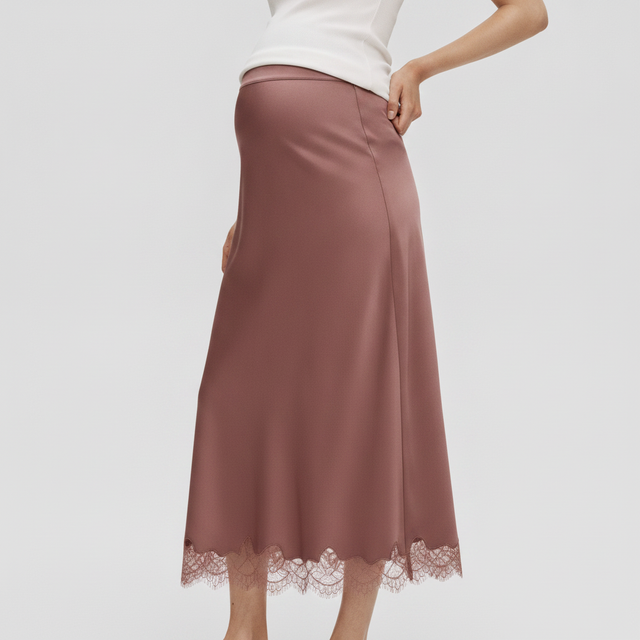 MAMA LACE-TRIMMED SLIP SKIRT