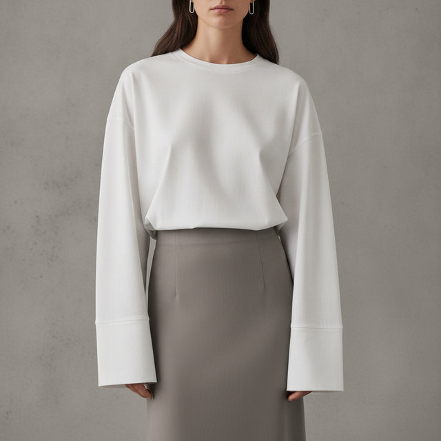 ARRANGE cotton oversized long sleeve t-shirt in white