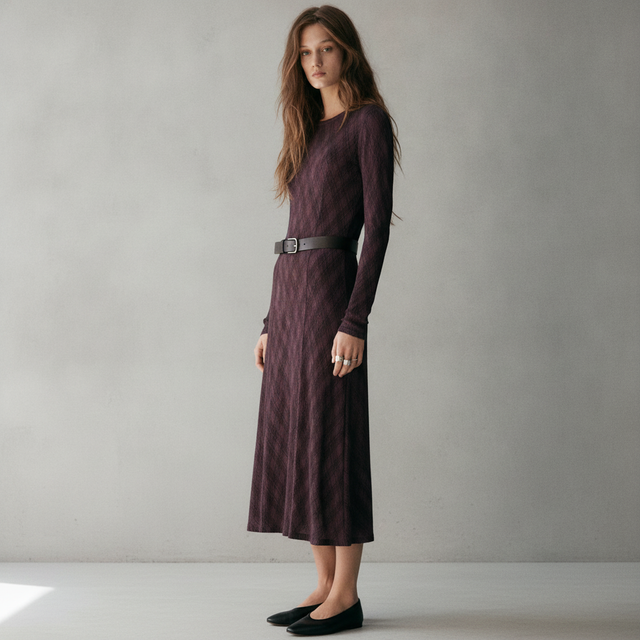 Long-sleeved checked dress