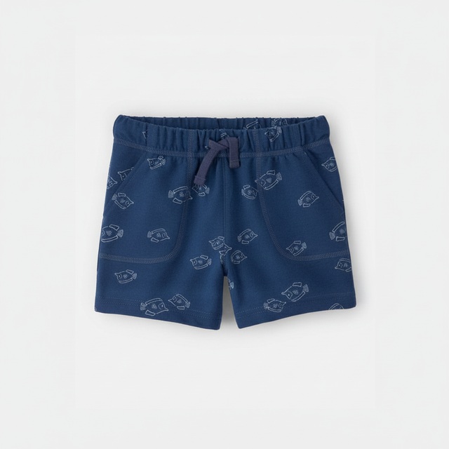 Toddler Boy Fish French Terry Shorts Blue