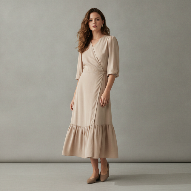WRAP RUFFLE DRESS
