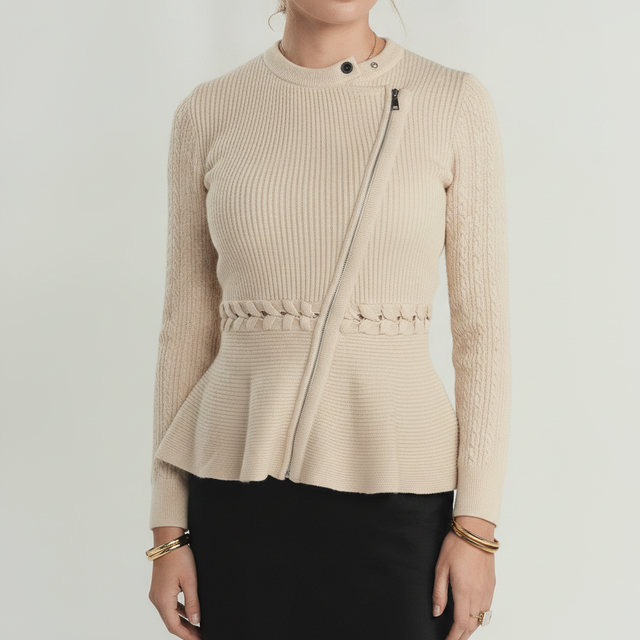Zipper Detail Peplum Sweater
