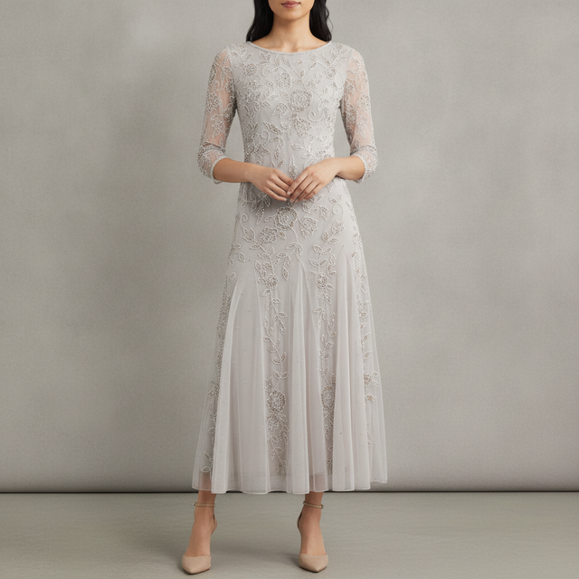 Beaded Tulle A-Line Gown