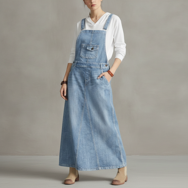 Chouyatou Denim Vintage Dress