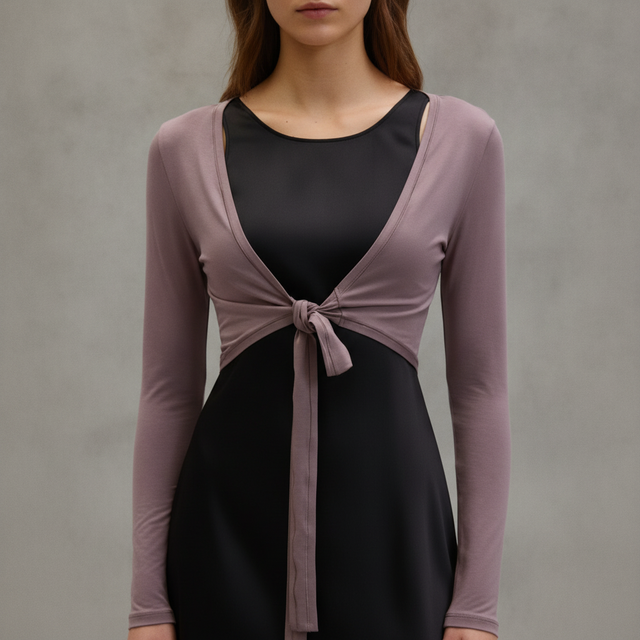 Women's Dusty mauve Cropped Long-Sleeved Yoga Top