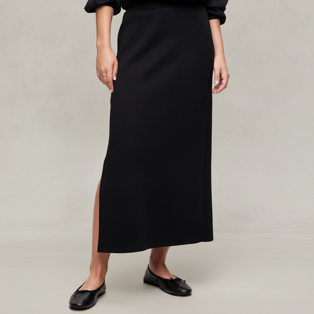 High-Waisted Bounce Fleece Maxi Skirt