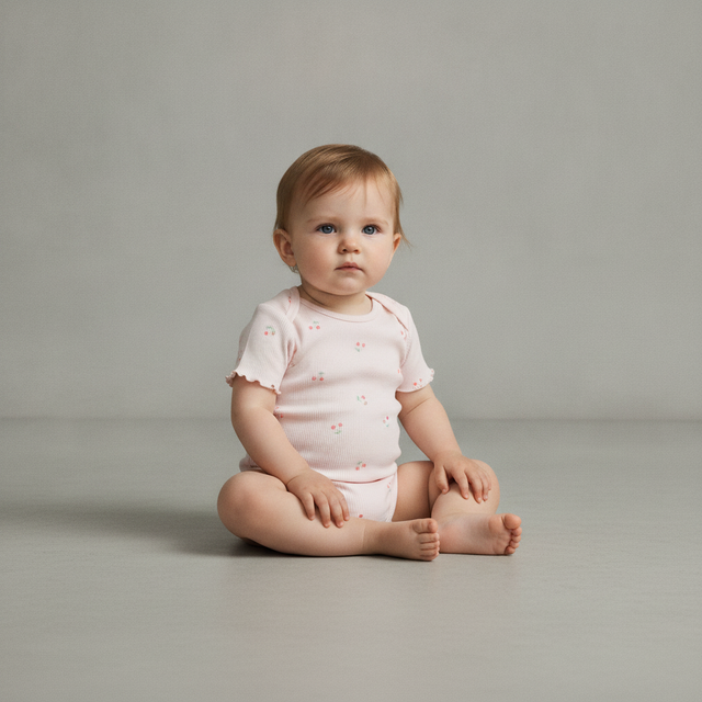 White/fruit 2-Piece Ribbed Cotton Set for kids