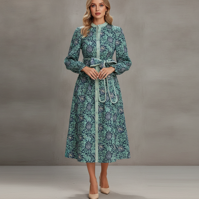 Lifeshe Floral Sleeve Long Midi Dress