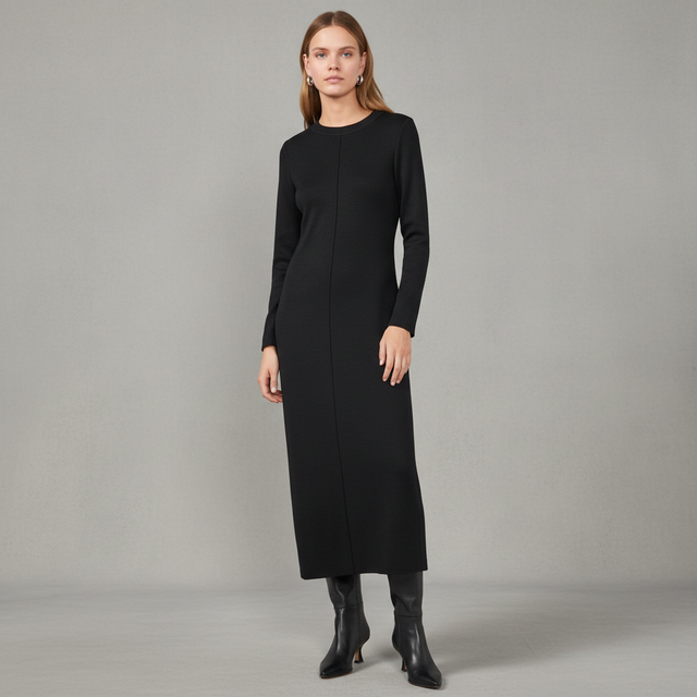 Rib Front Midi Dress