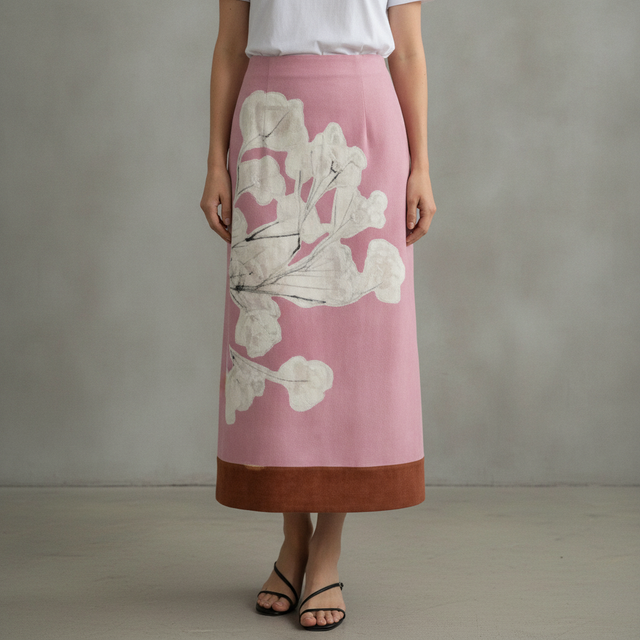 Wuitrie Print Vintage Midi Skirt