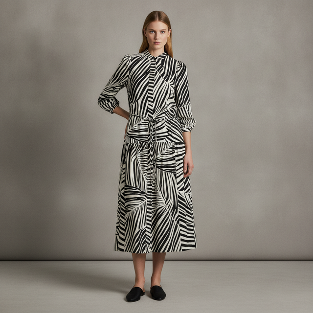 LONG PUFF-SLEEVED DRESS