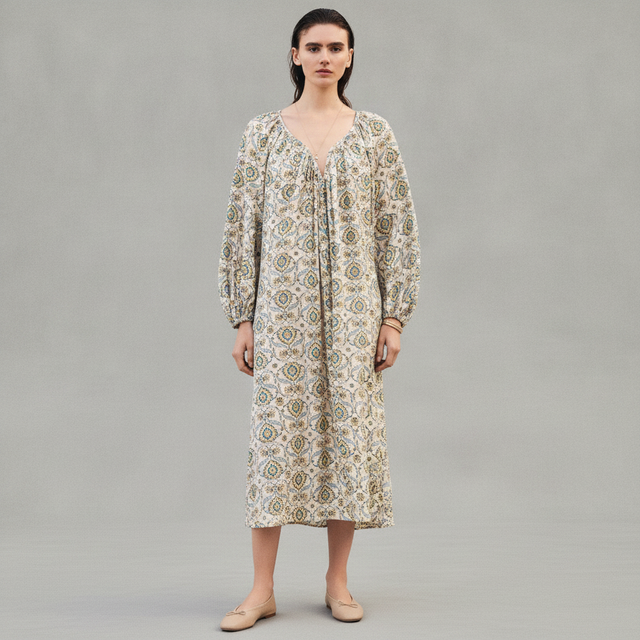 Women's Light beige/patterned Oversized Tunic Dress