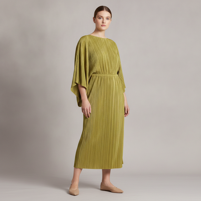 Cape Effect Plisse Dress