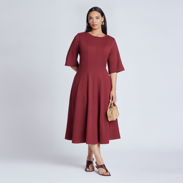 Seam Detail Ponte Workwear Midi Dress