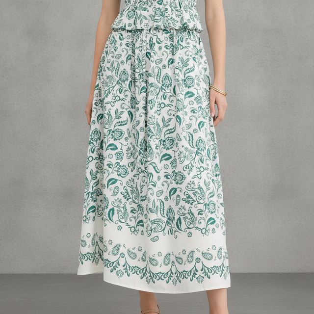 Floral Pull On Midi Skirt