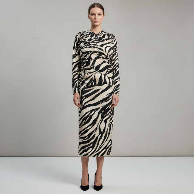 Karen Millen Plus Size Zebra Print Crepe Twist Detail Maxi Dress