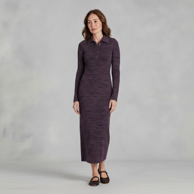 Women's Long Sleeve Midi Polo Dress