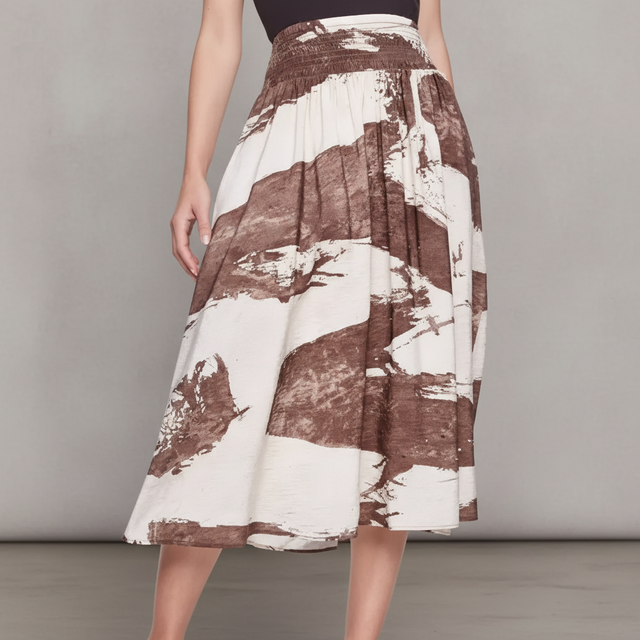 Smock Waist Pleated Skirt