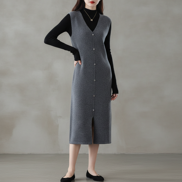 Chouyatou Sweater Long Dress