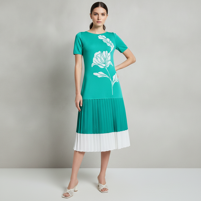 Ming Wang Midi Drop-Waist Dress