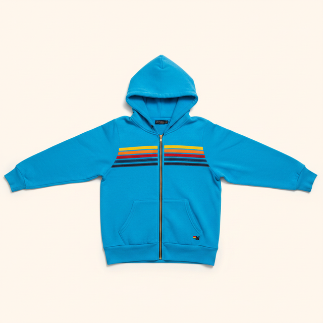 5 Stripe Hoodie - Neon Blue