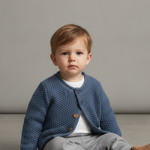 Baby & Toddler Boy Cardigan — Floral Star Blue