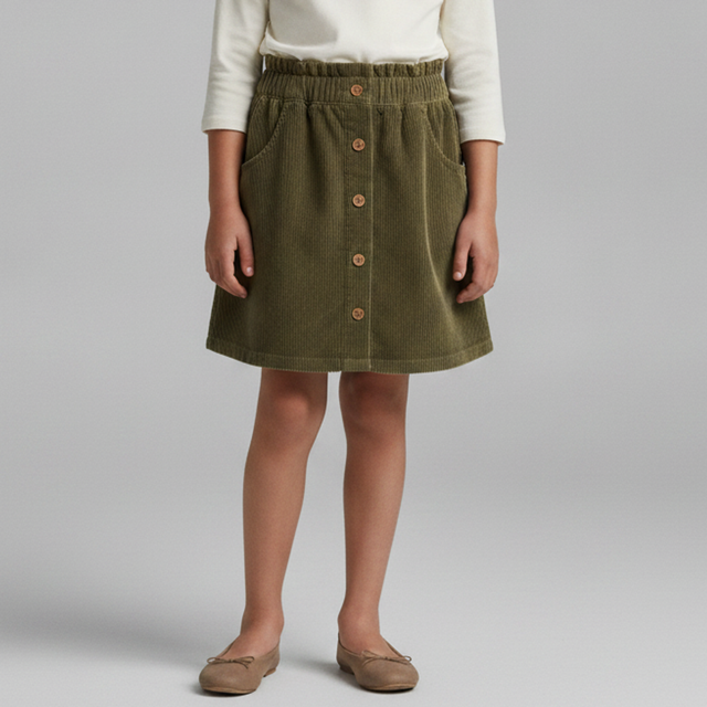 Girls Organic Cotton Corduroy Skirt