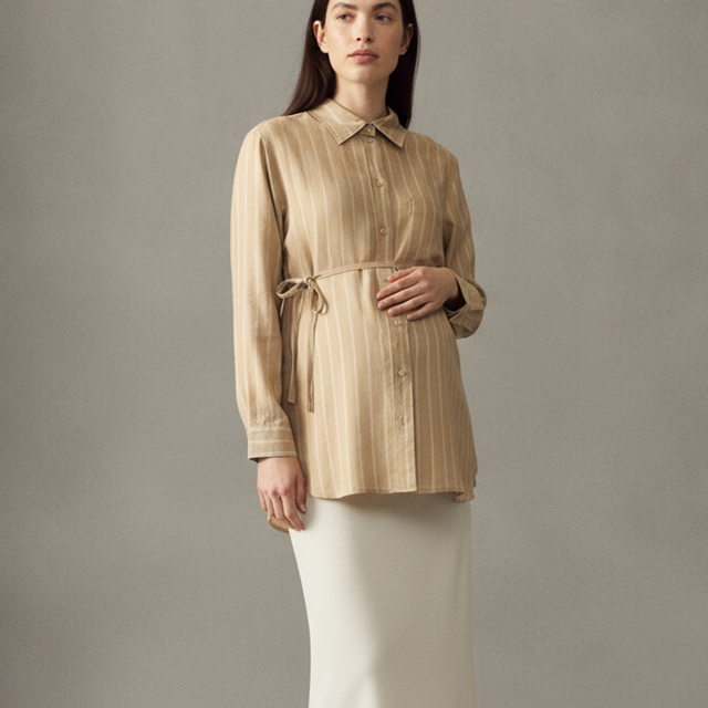 MAMA LINEN-BLEND SHIRT