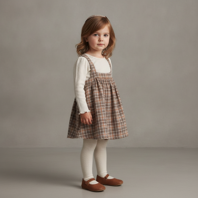 Baby Girl Organic Cotton Plaid Jumper Set — Brown Plaid